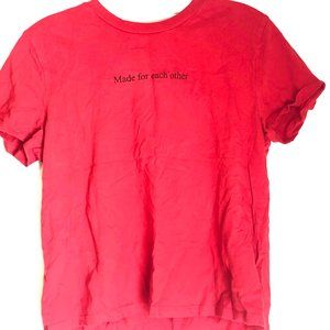 Red "Made for each other" cropped tee